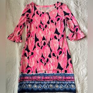 Via Amor - Lilly Pulitzer Pink and Blue Flamingo Dress XS